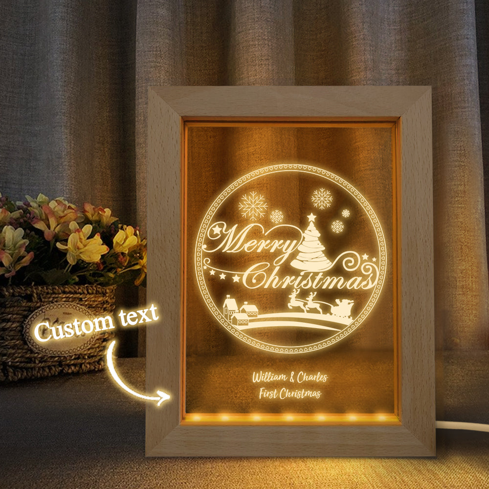 Custom Christmas Night Light Personalized 3D Christmas Pattern Wooden Frame Lamp Gift - soufeelmy