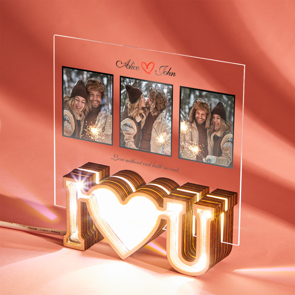 Custom Photo Engraved Night Light Acrylic Plaque LED Love Gifts - soufeelmy