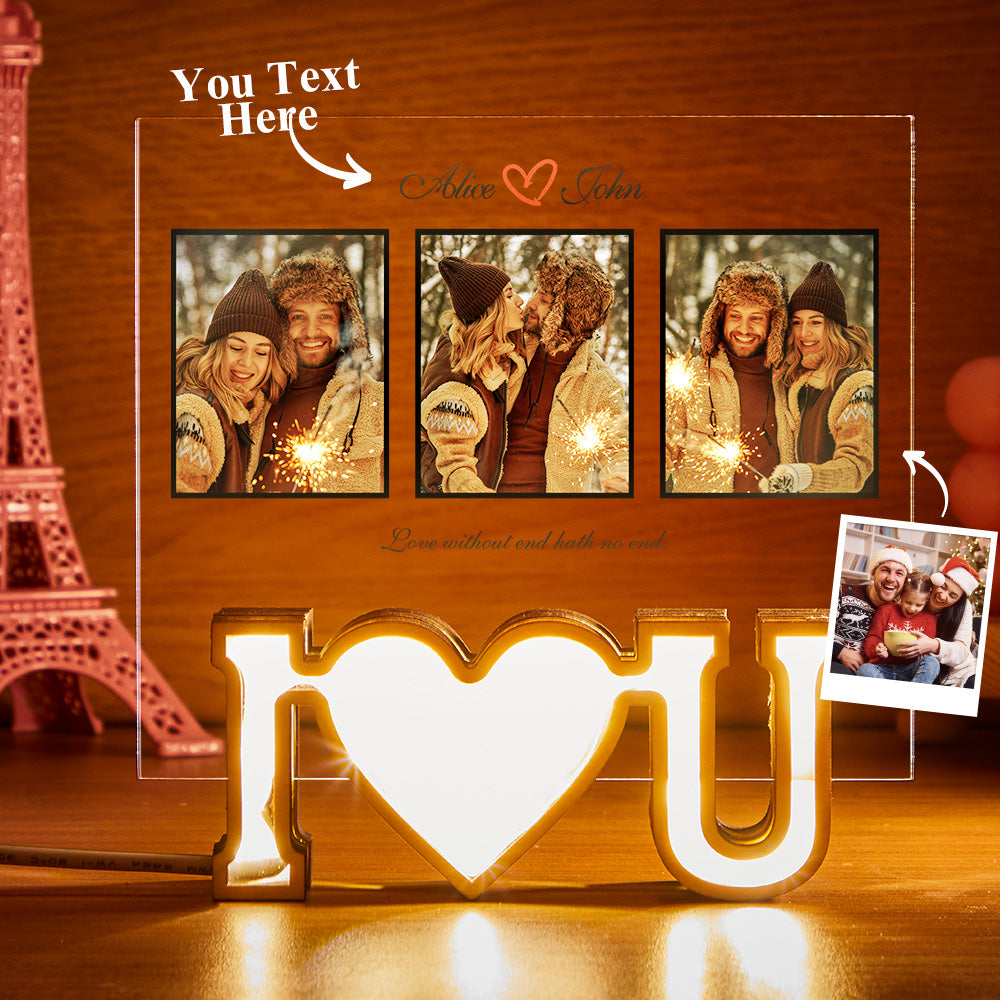 Custom Photo Engraved Night Light Acrylic Plaque LED Love Gifts - soufeelmy