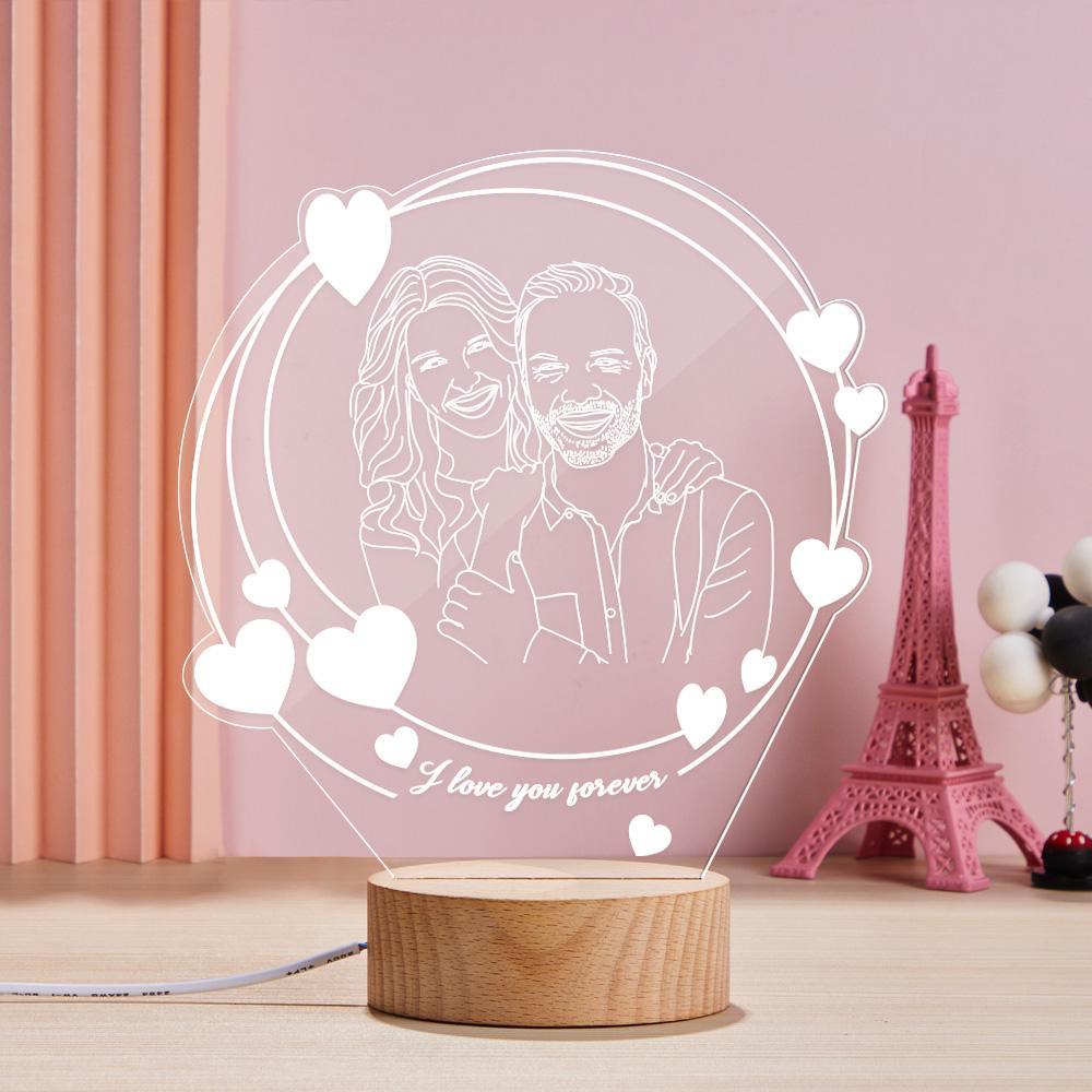Custom 3D Led Night Lamp Gift for Couple with Photo and Text Custom Romantic Hearth Night Lights - soufeelmy