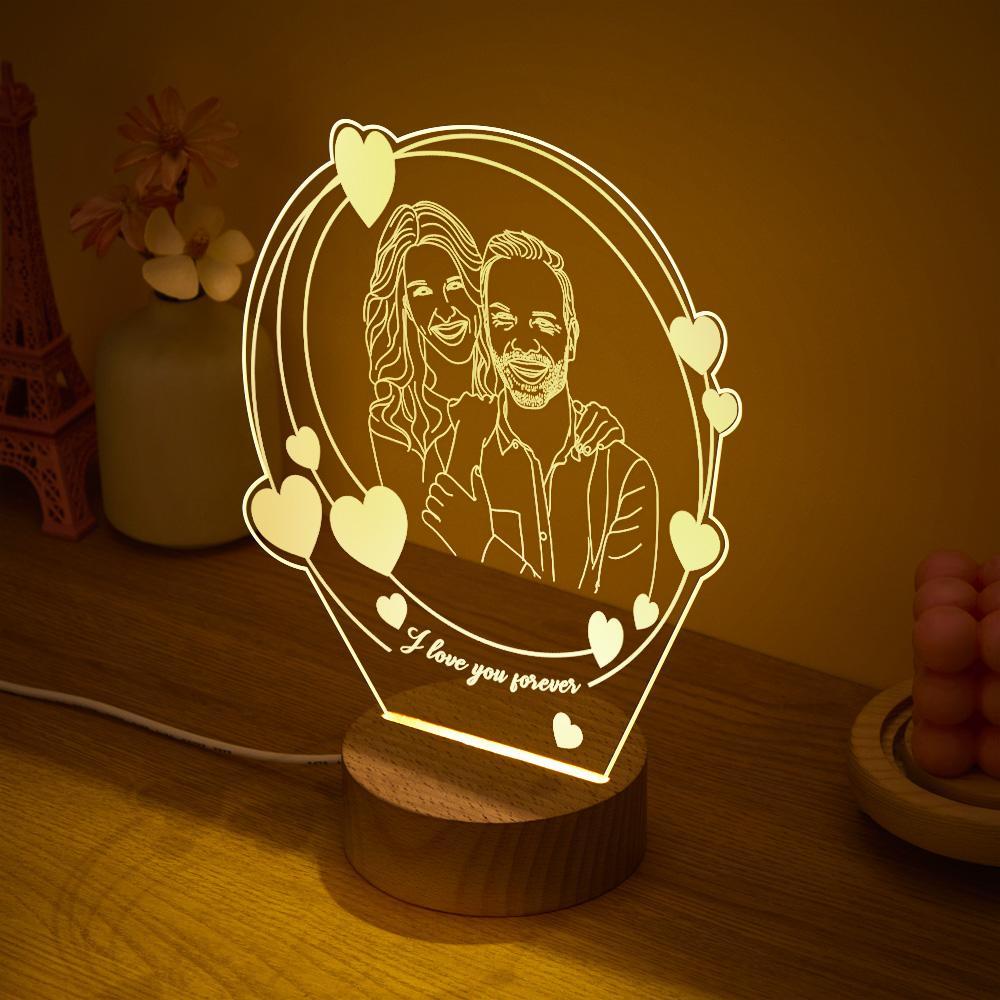 Custom 3D Led Night Lamp Gift for Couple with Photo and Text Custom Romantic Hearth Night Lights - soufeelmy