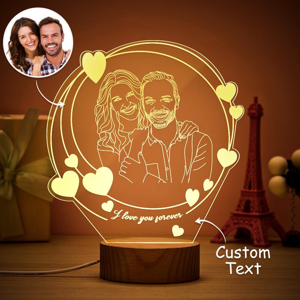 Custom 3D Led Night Lamp Gift for Couple with Photo and Text Custom Romantic Hearth Night Lights - soufeelmy