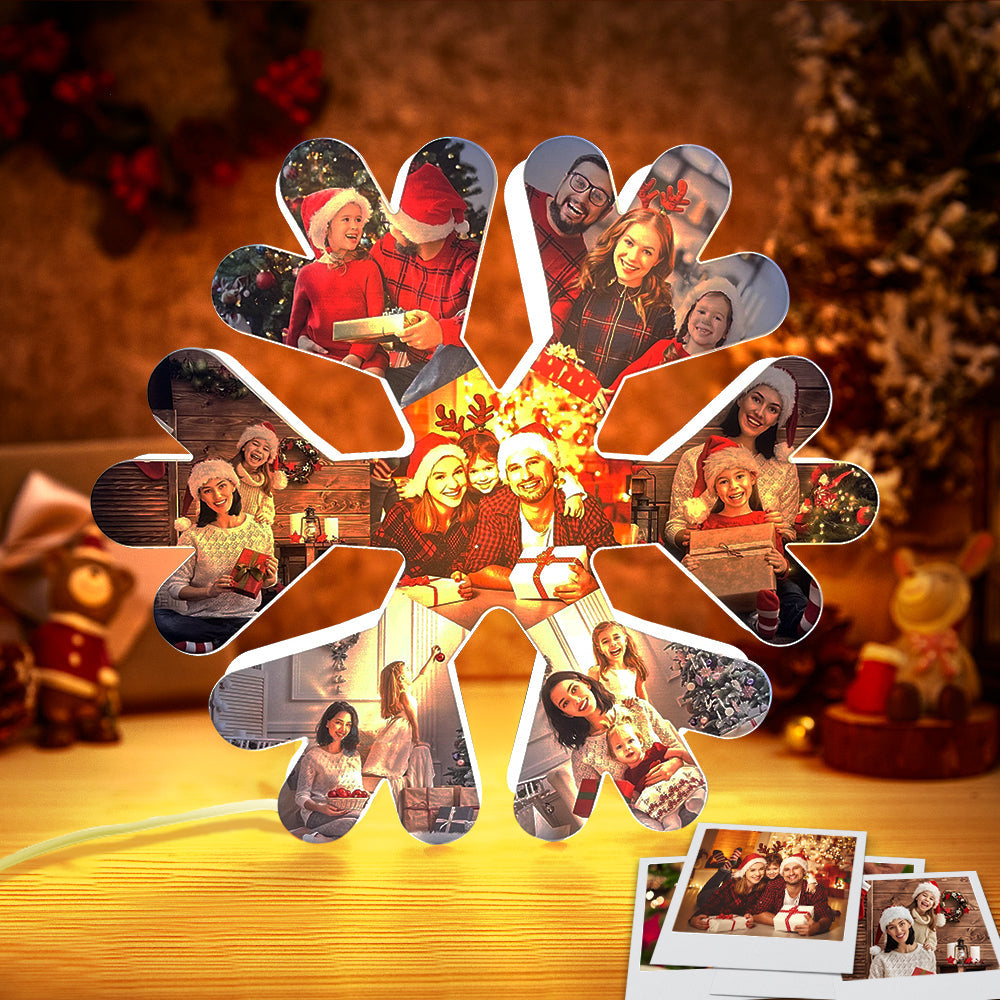 Personalized Photo Collage Wall Light Christmas Snowflake Night Light Best Christmas Gift - soufeelmy
