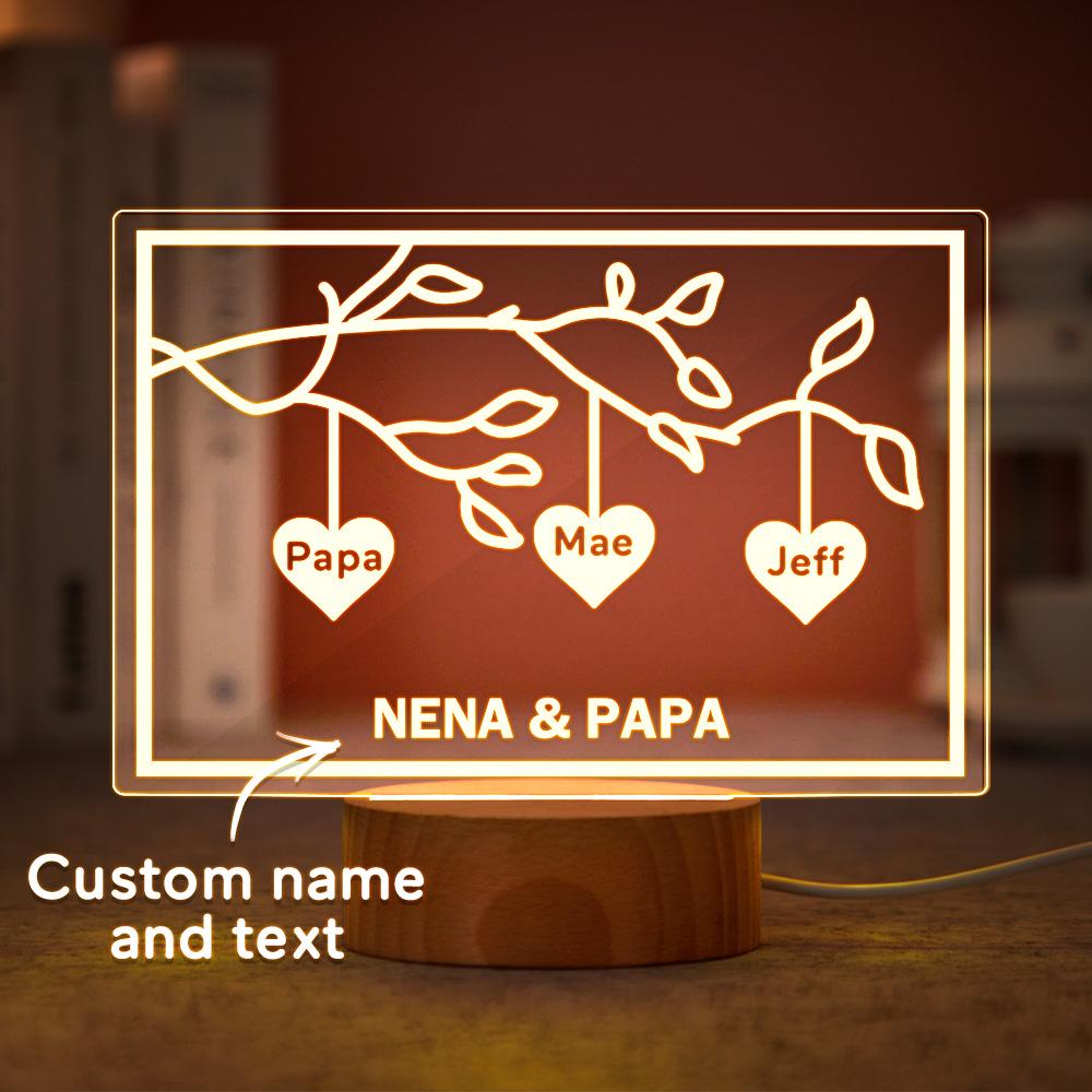 Custom Family Tree LED Night Light Engraved Name 3-8 Deocr Anniversary Gifts - soufeelmy