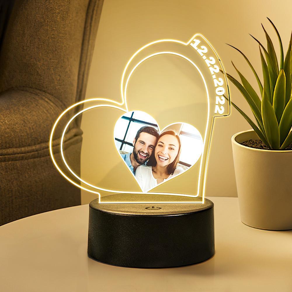 Custom Photo and Date Night Light Heart-shape Light Personalized Gifts for Couple - soufeelmy