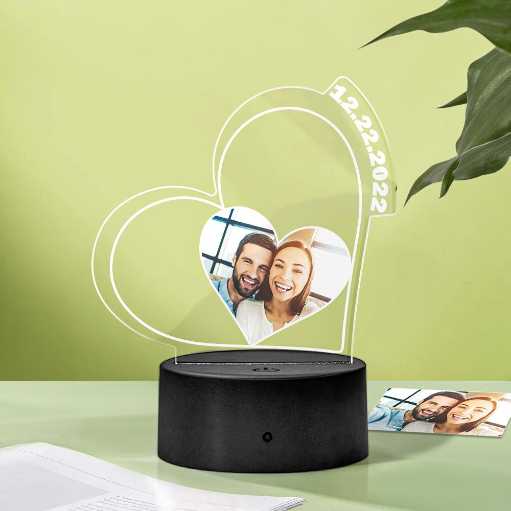 Custom Photo and Date Night Light Heart-shape Light Personalized Gifts for Couple - soufeelmy