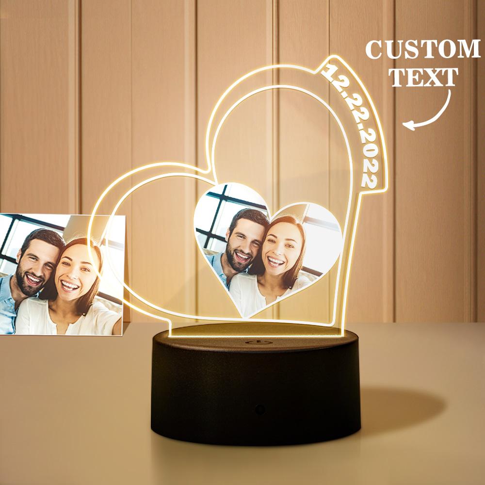 Custom Photo and Date Night Light Heart-shape Light Personalized Gifts for Couple - soufeelmy