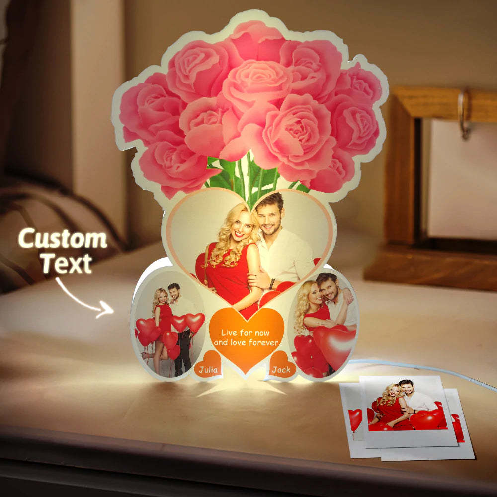 Personalized Rose Photo Lights Gift for Lover - soufeelmy