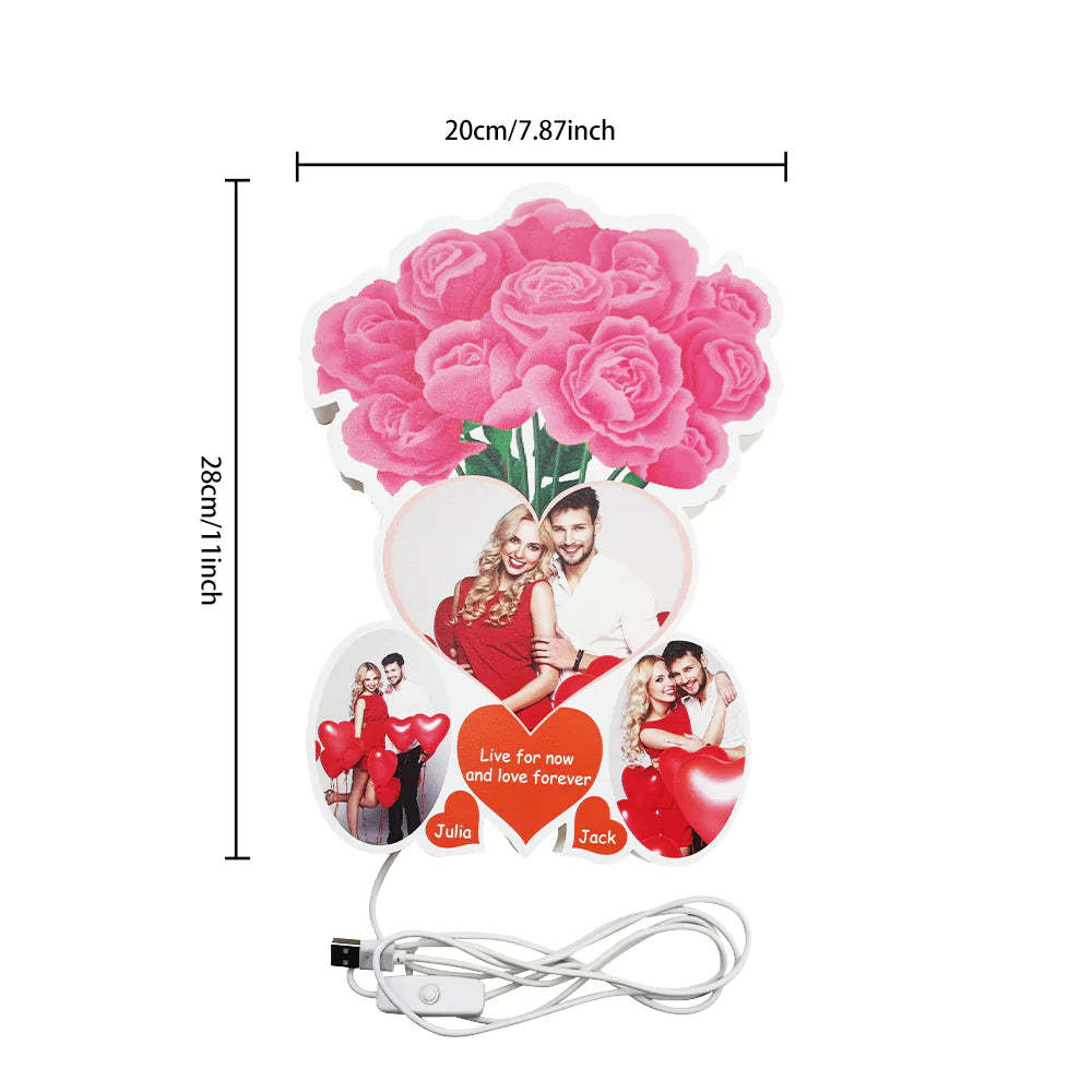 Personalized Rose Photo Lights Gift for Lover - soufeelmy