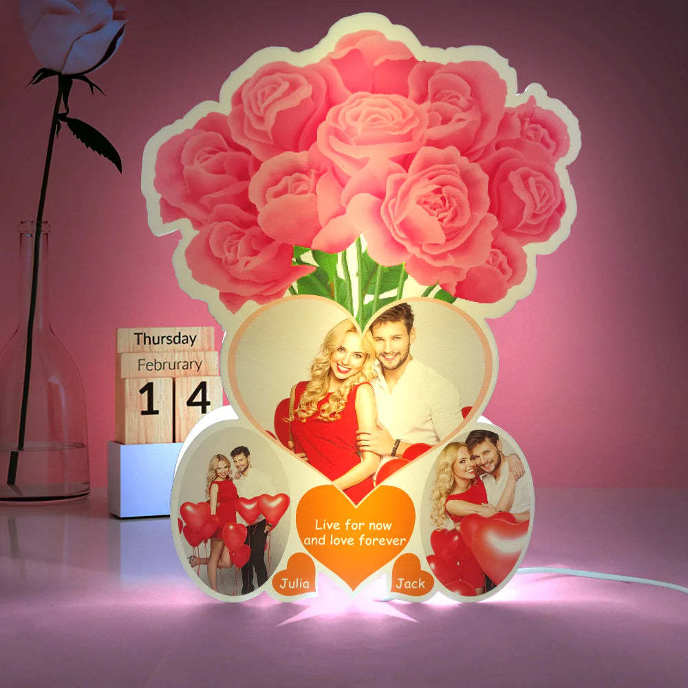 Personalized Rose Photo Lights Gift for Lover - soufeelmy