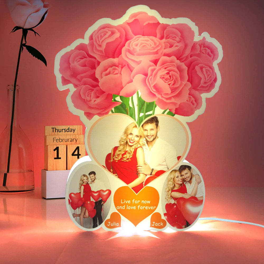Personalized Rose Photo Lights Gift for Lover - soufeelmy