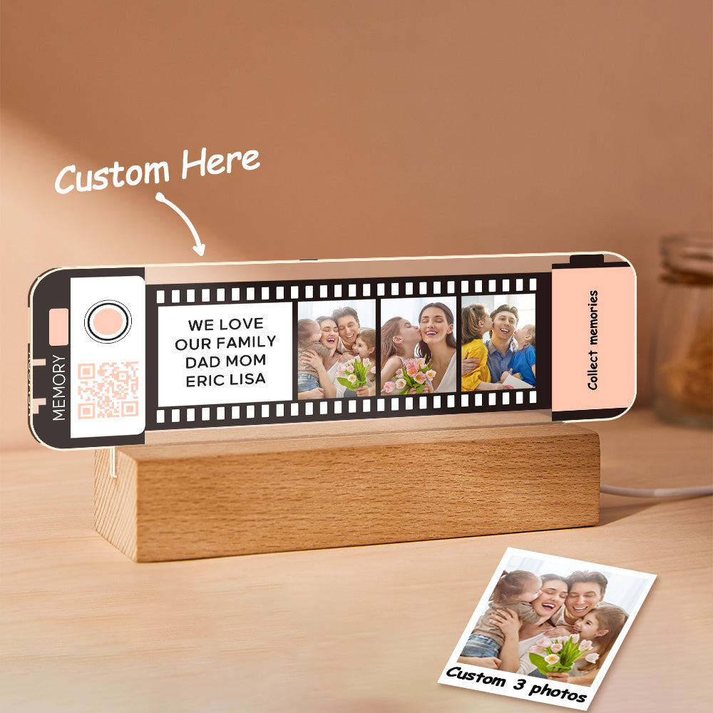 Custom QR code Acrylic Filmstrip Plaque Night Light Gift for Family - soufeelmy
