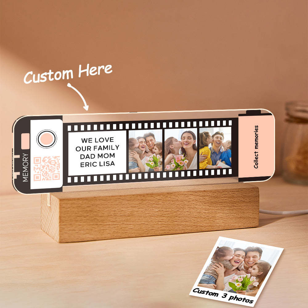 Custom QR code Acrylic Filmstrip Plaque Night Light Gift for Family - soufeelmy