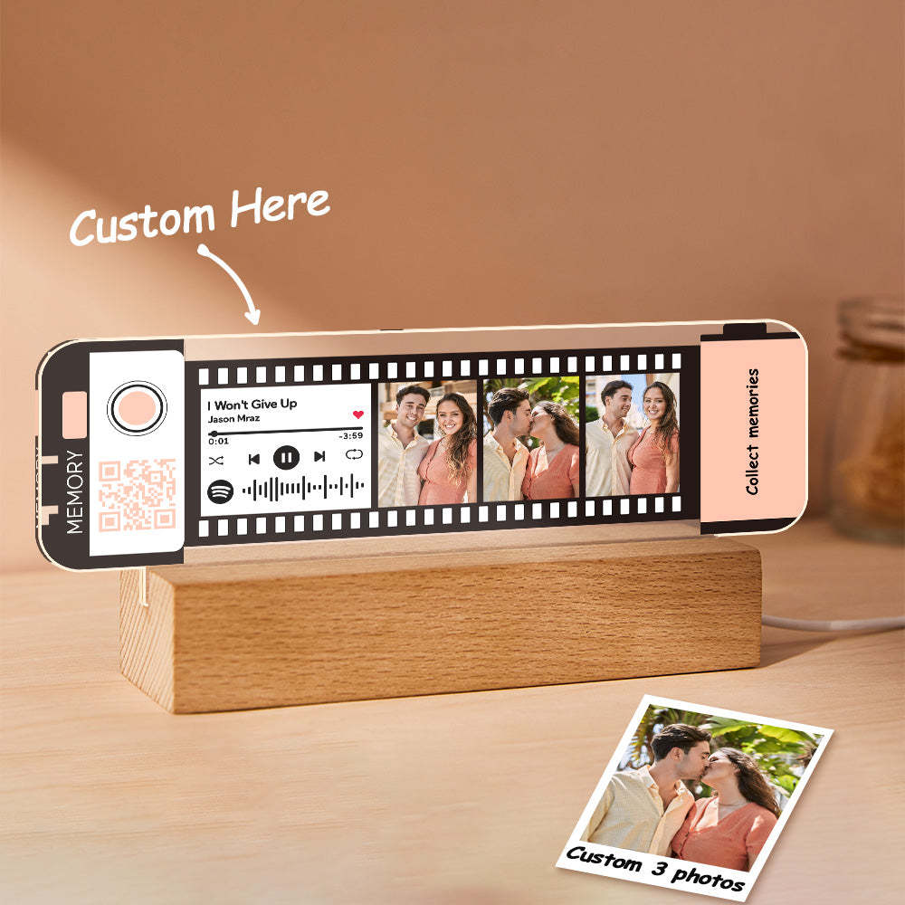 Custom Spotify Code Acrylic Music Filmstrip Plaque Night Light Gift For Couples - soufeelmy