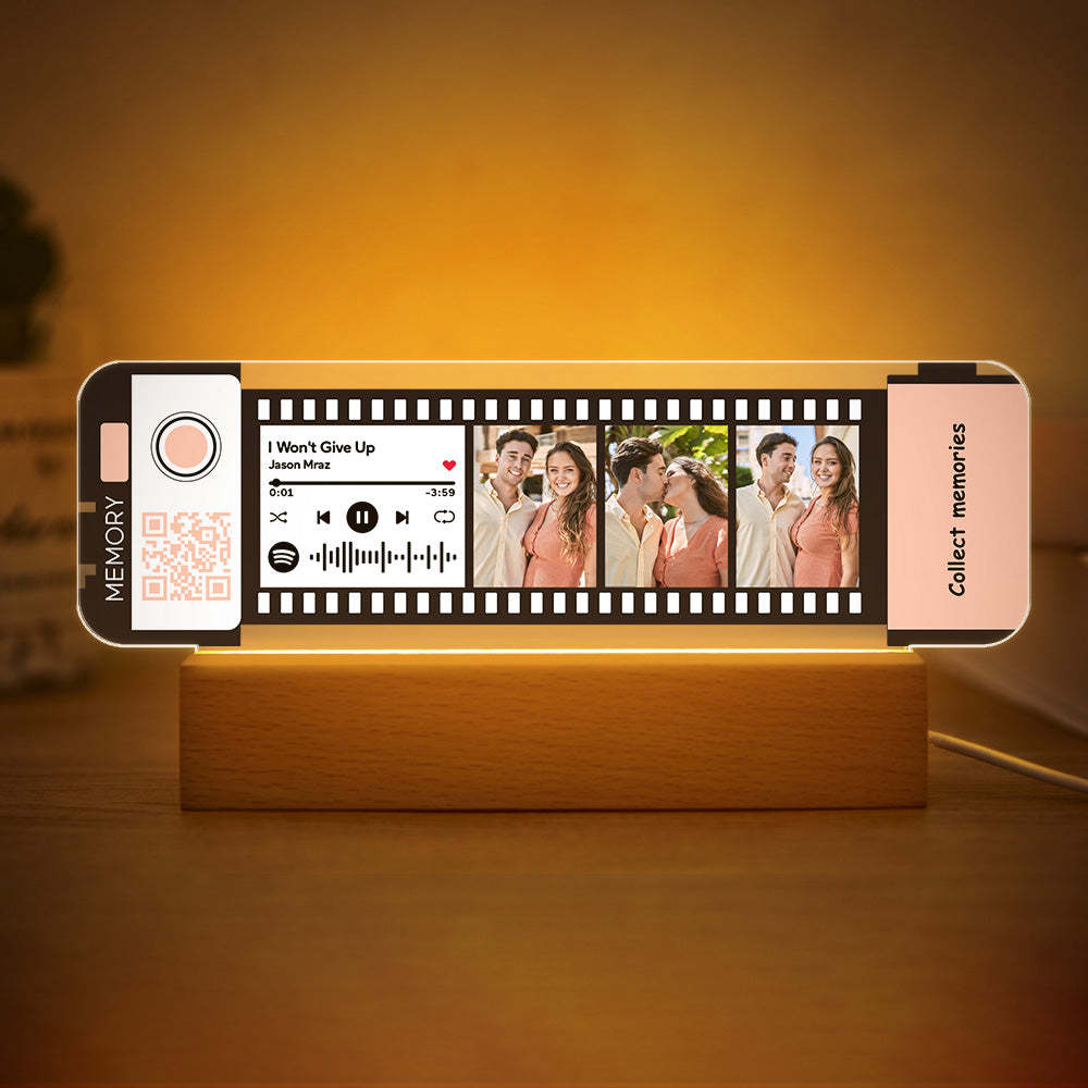 Custom Spotify Code Acrylic Music Filmstrip Plaque Night Light Gift For Couples - soufeelmy