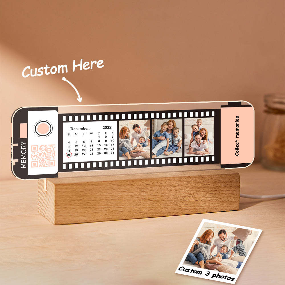 Custom QR code Calendar Acrylic Filmstrip Plaque Night Light Gift for Family Couples - soufeelmy