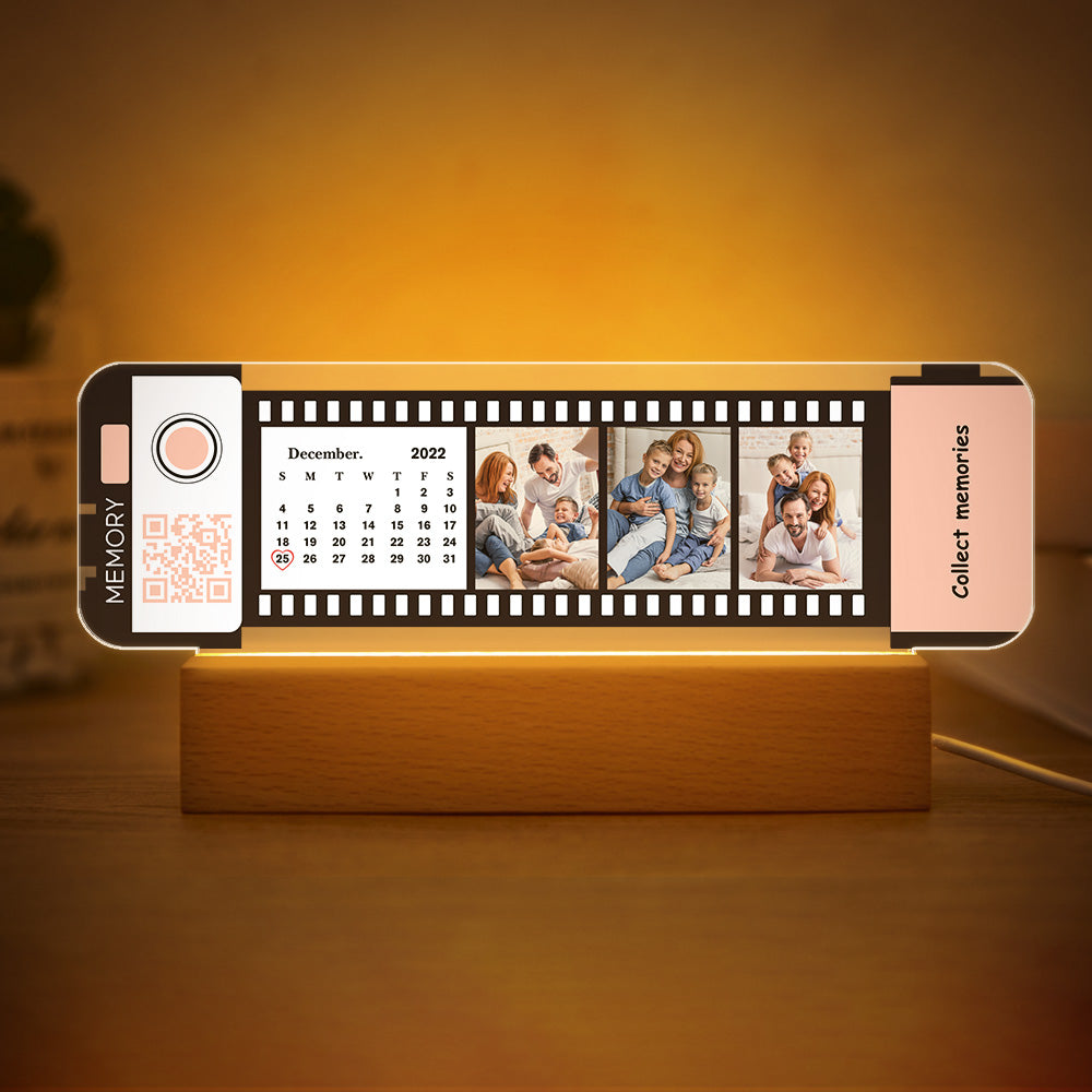 Custom QR code Calendar Acrylic Filmstrip Plaque Night Light Gift for Family Couples - soufeelmy
