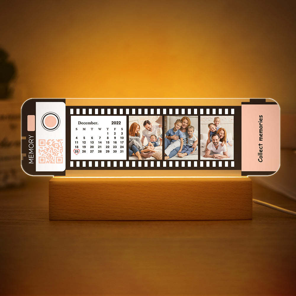 Custom QR code Calendar Acrylic Filmstrip Plaque Night Light Gift for Family Couples - soufeelmy