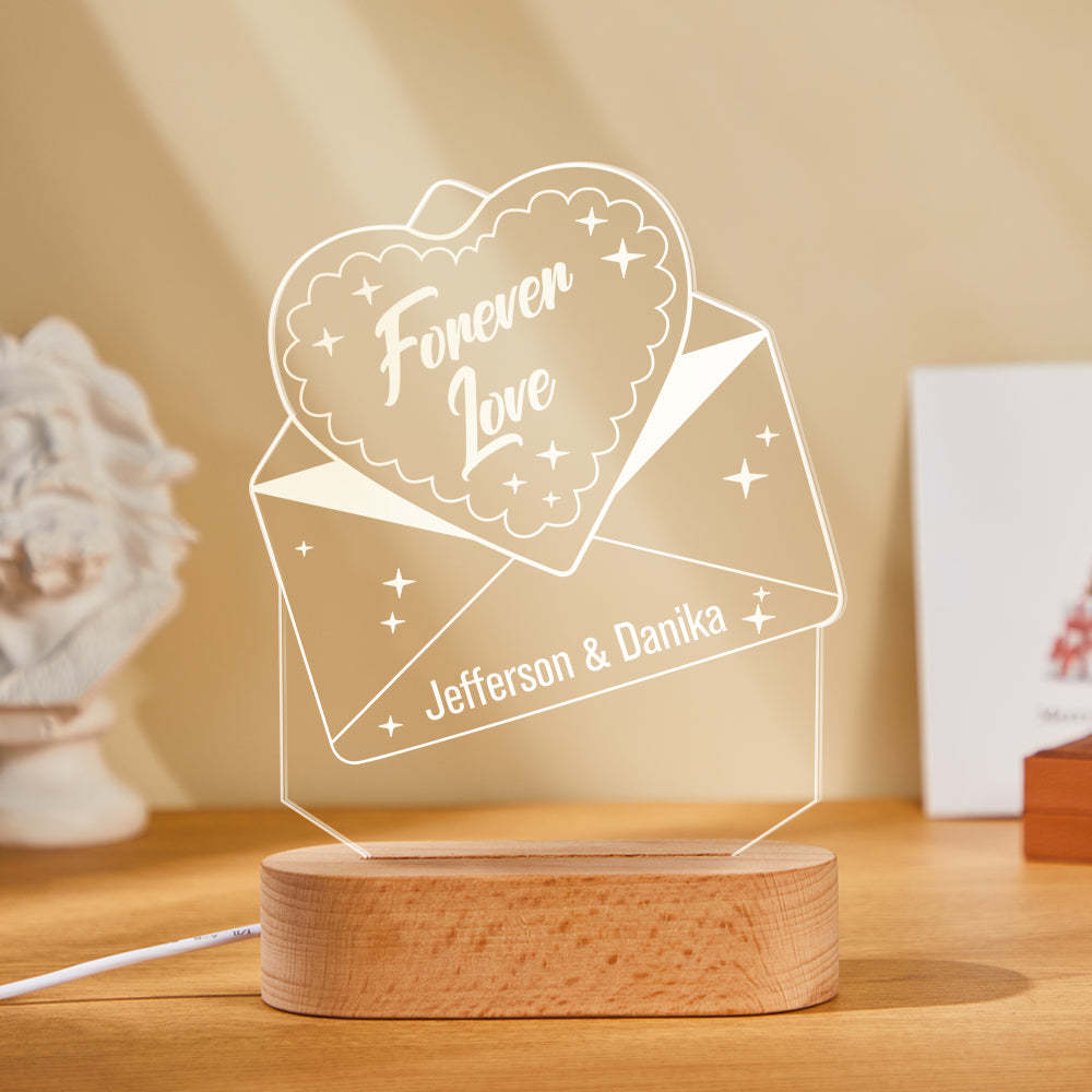Custom Text Acrylic Envelope Night Light Personalized Coloful Lamp Valentines Day Gift - soufeelmy