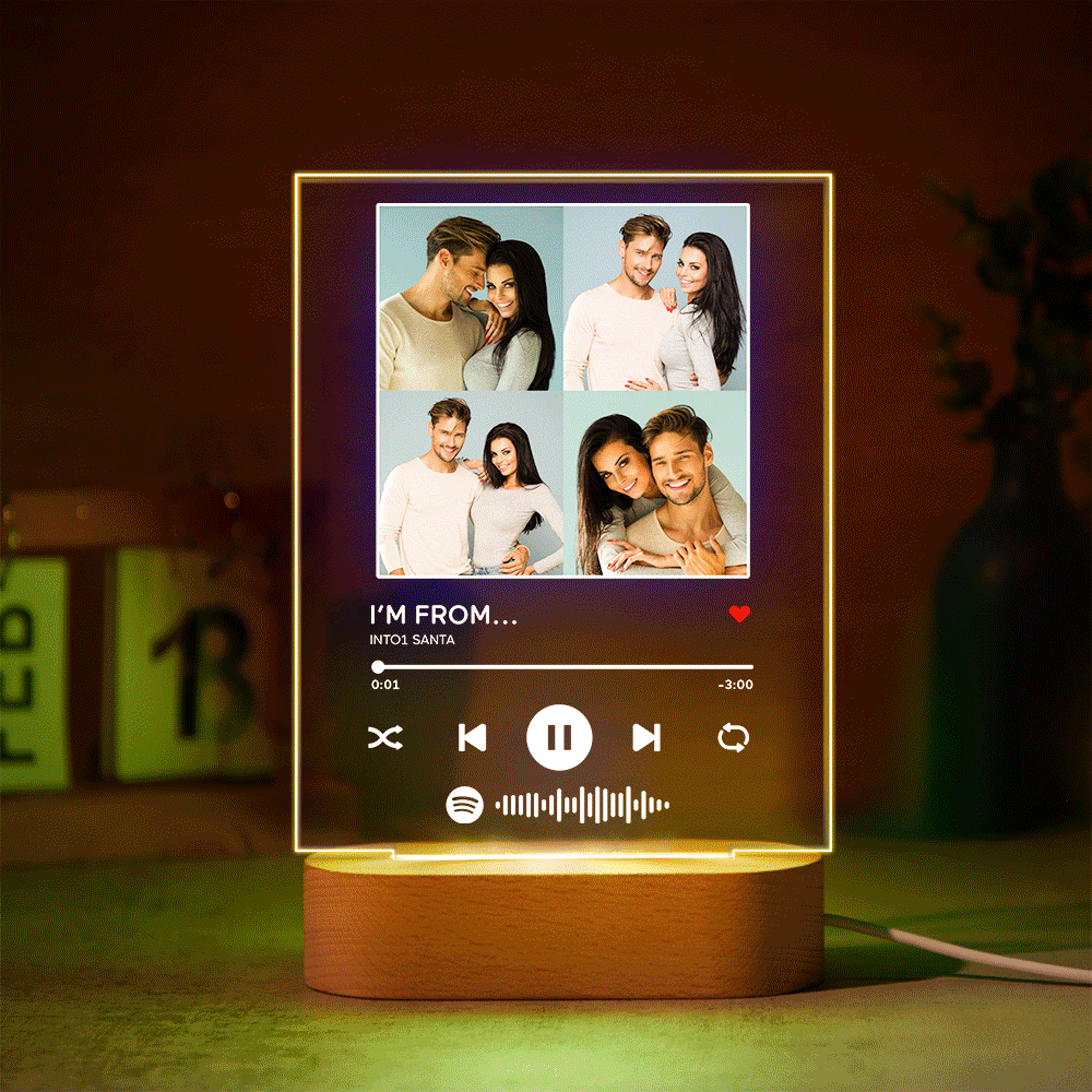 Custom Photos Scannable Spotify Code Lamp Acrylic Colorful Night Light Romantic Valentine's Day Gift - soufeelmy