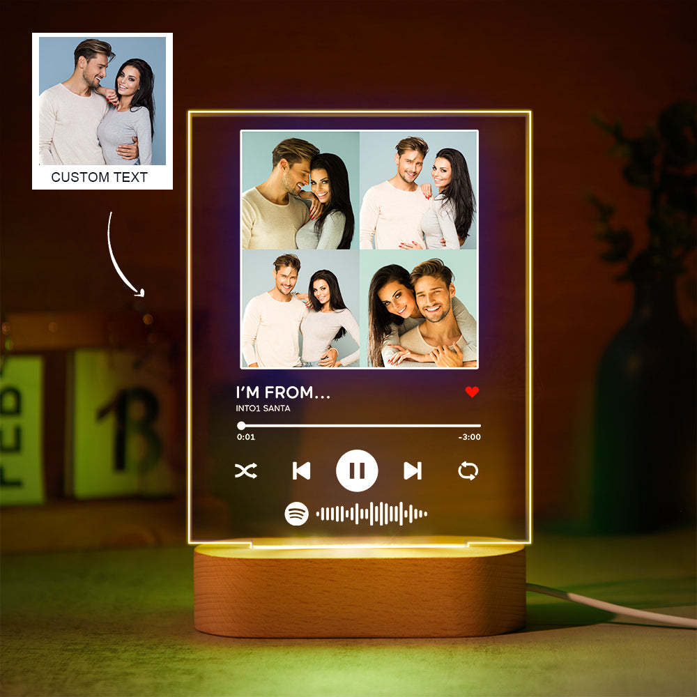 Custom Photos Scannable Spotify Code Lamp Acrylic Colorful Night Light Romantic Valentine's Day Gift - soufeelmy