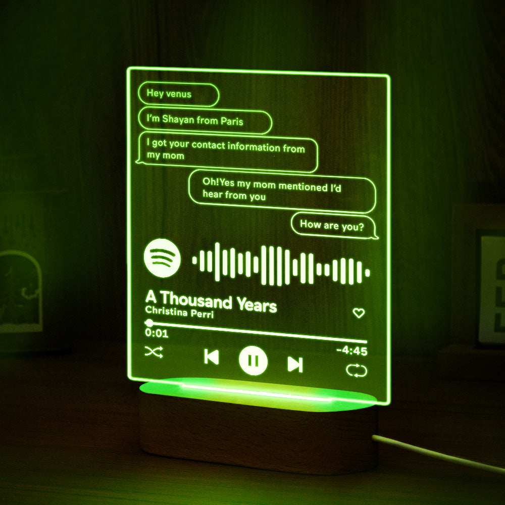 Custom Message Music Plaque Lamp Scannable Spotify Code Colorful Night Light Valentine's Day Gift - soufeelmy