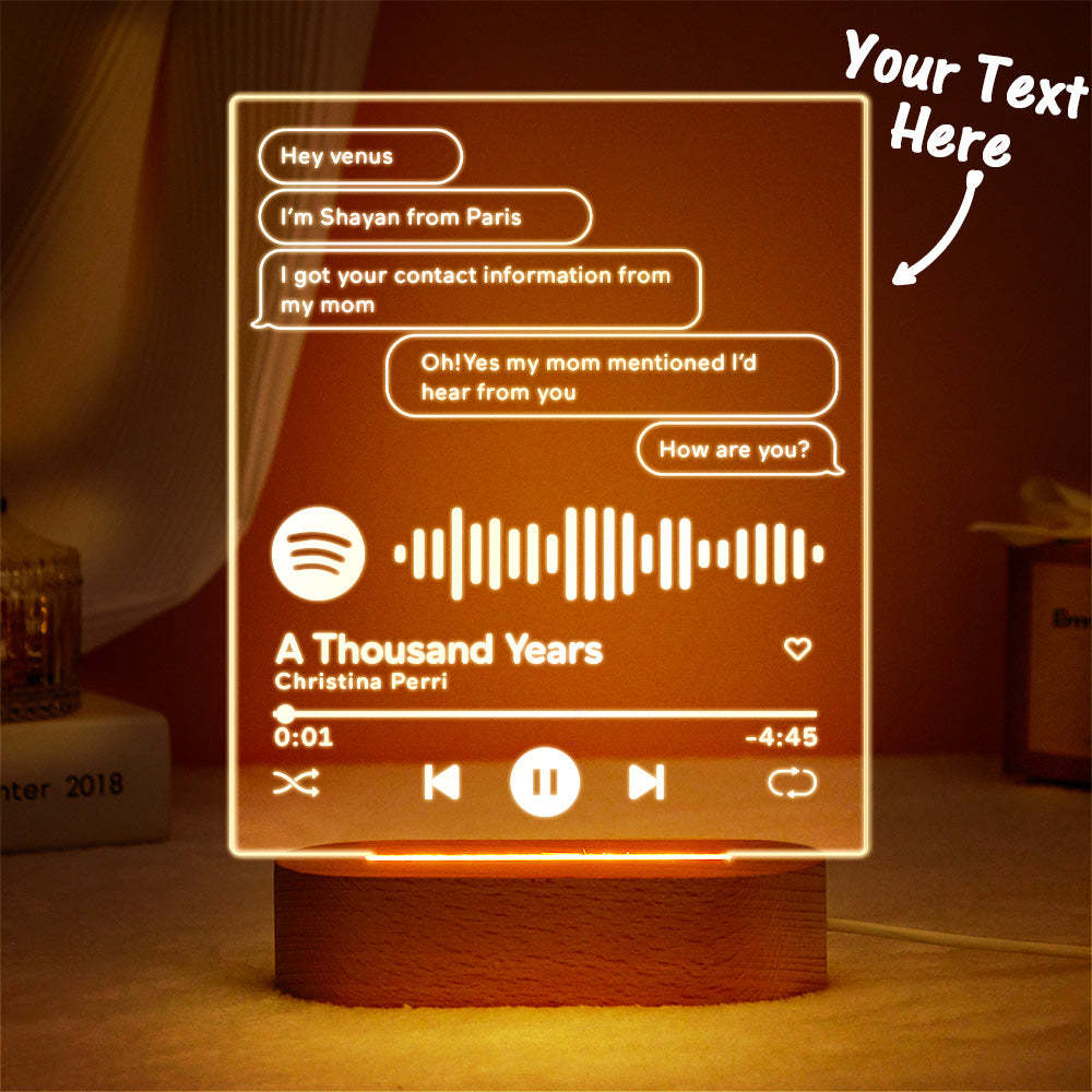 Custom Message Music Plaque Lamp Scannable Spotify Code Colorful Night Light Valentine's Day Gift - soufeelmy