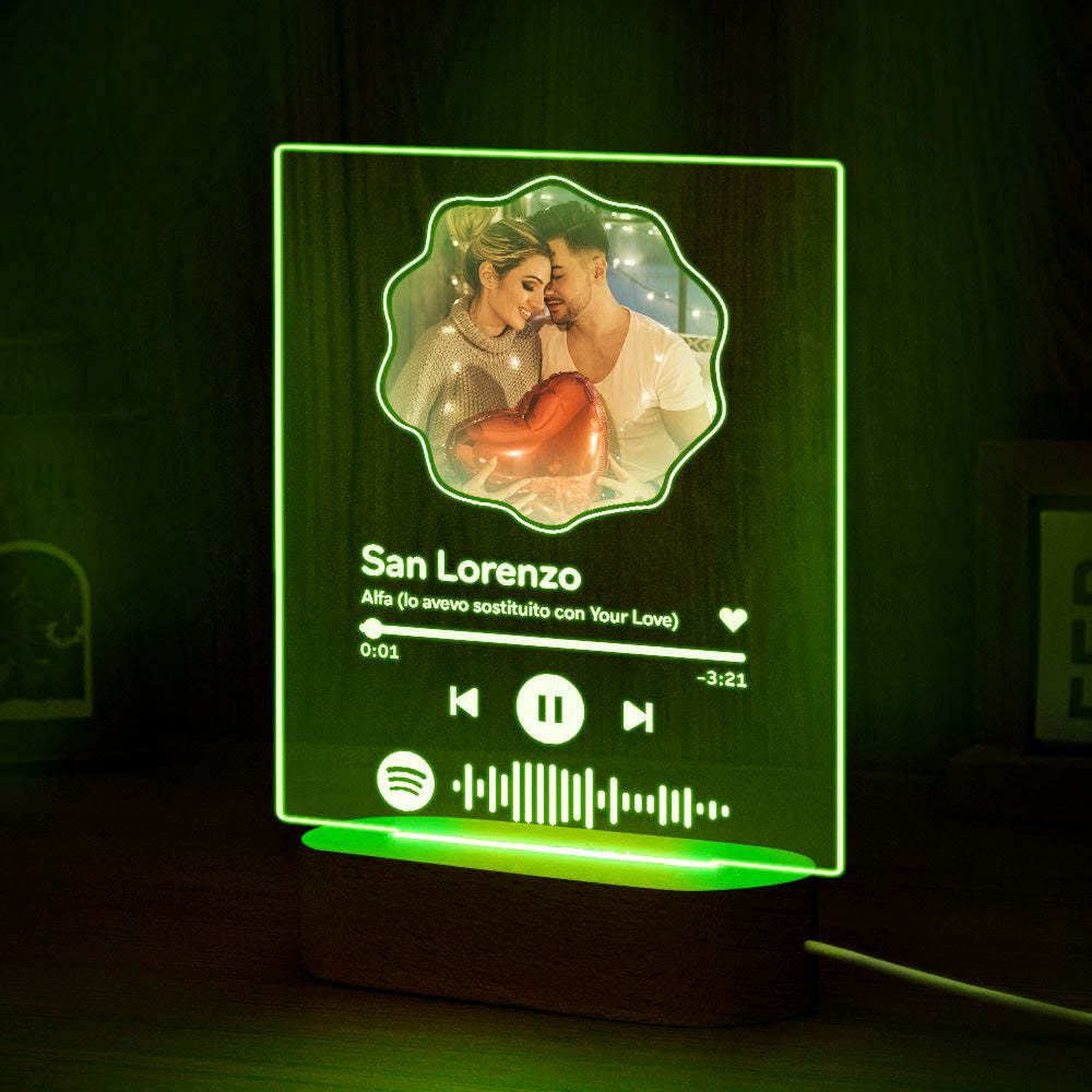 Custom Scannable Spotify Code Colorful Night Light Flower Photo Gifts for Couples - soufeelmy