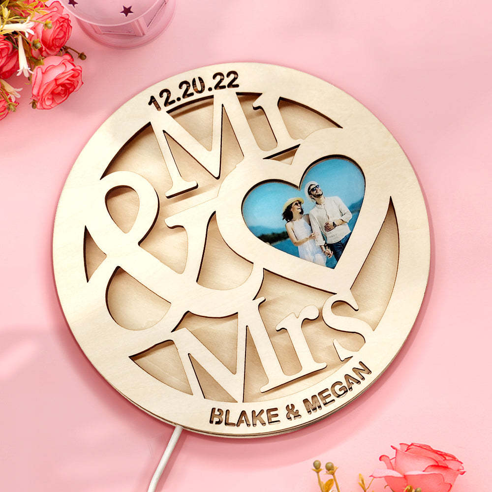 Custom Photo Wooden Lamp Personalized Engraved Name Night Light for Lover - soufeelmy