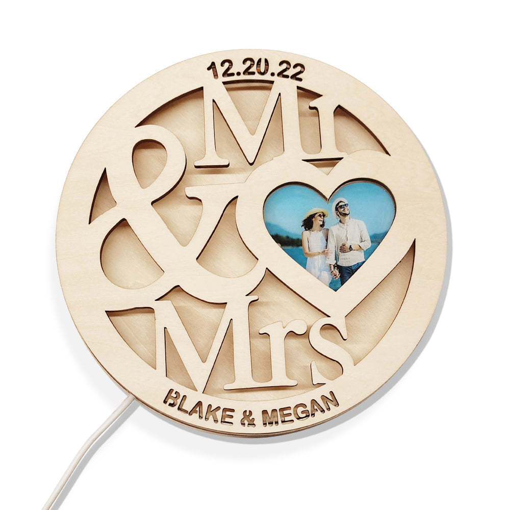 Custom Photo Wooden Lamp Personalized Engraved Name Night Light for Lover - soufeelmy