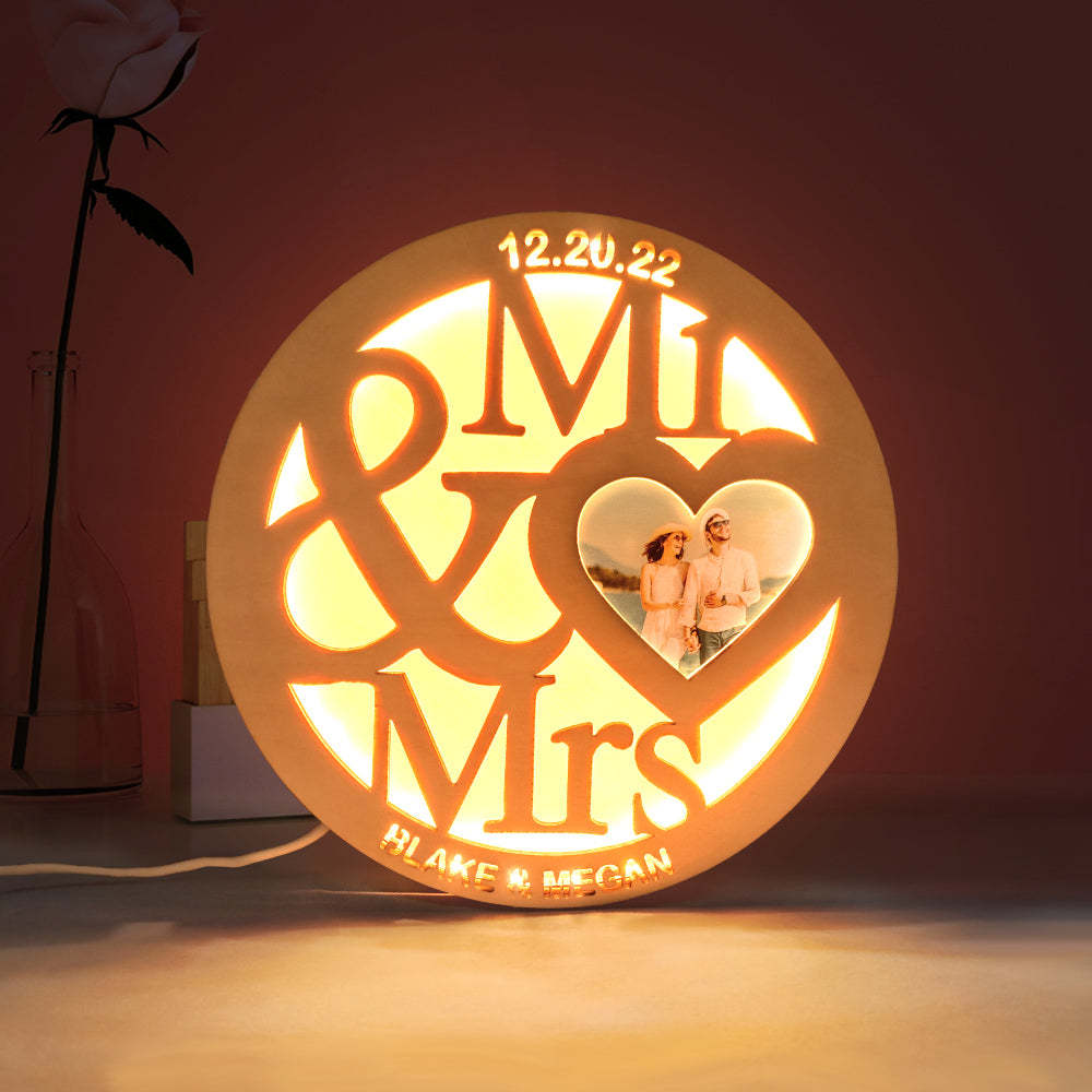Custom Photo Wooden Lamp Personalized Engraved Name Night Light for Lover - soufeelmy