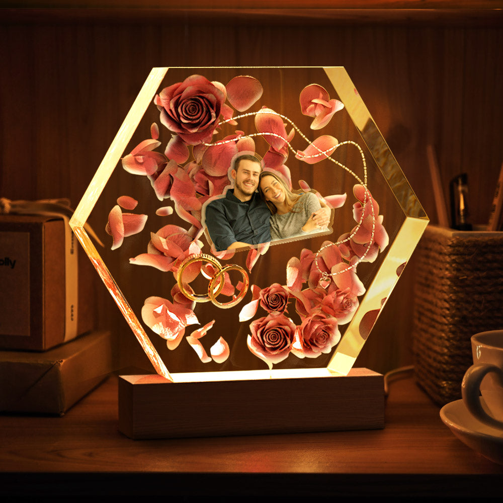 Custom Photo Night Light Hexagon Epoxy Home Gifts - soufeelmy