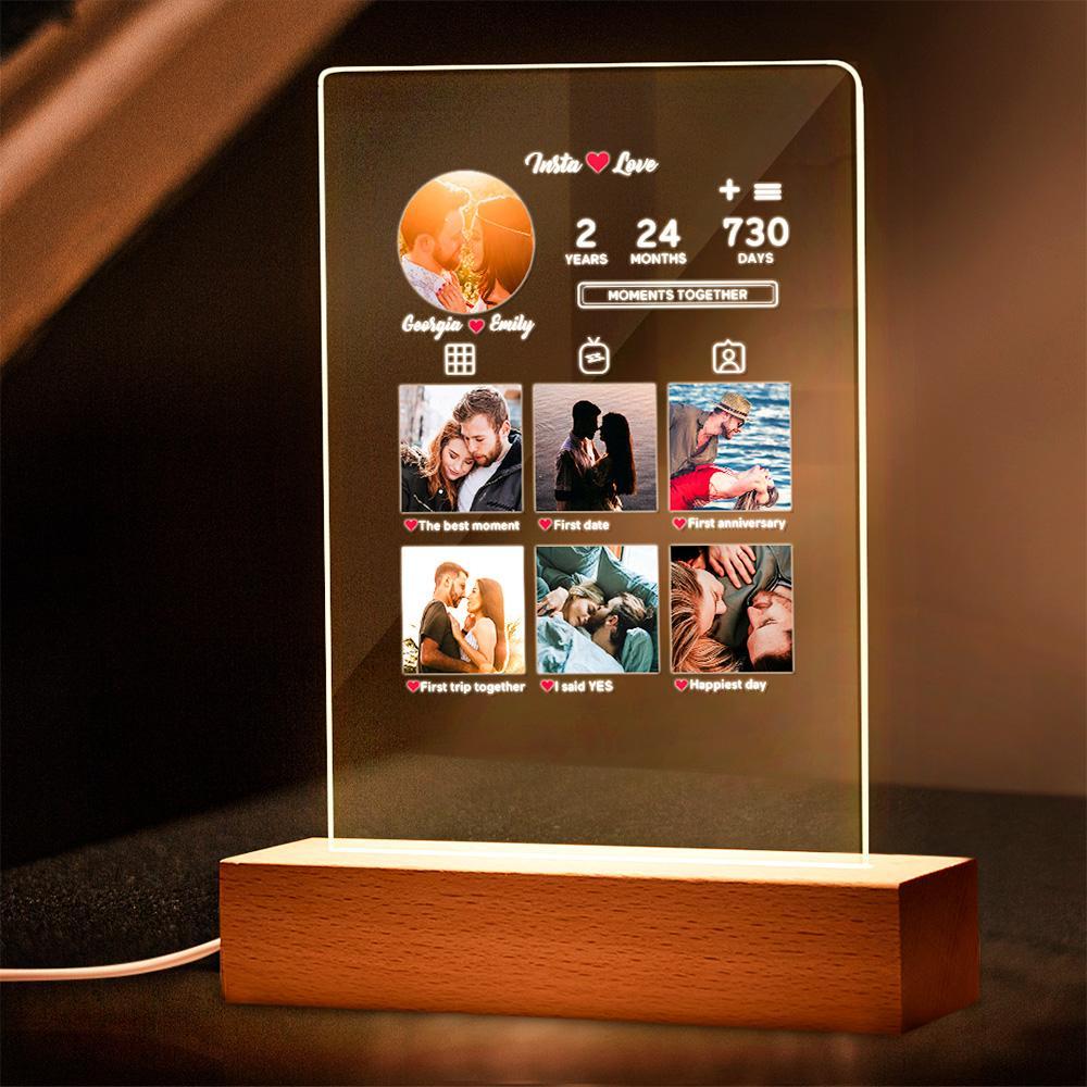 Custom Photo Night Light Anniversary Gift Personalised Photo Lamp Anniversary Gift Acrylic Night Light - soufeelmy