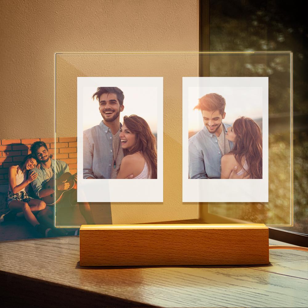 Personalized Acrylic Double Photo Lamp Yellow Warm Lights Perfect Night Light Gift for Couples On Valentine's Day - soufeelmy