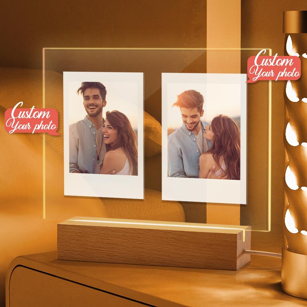 Personalized Acrylic Double Photo Lamp Yellow Warm Lights Perfect Night Light Gift for Couples On Valentine's Day - soufeelmy