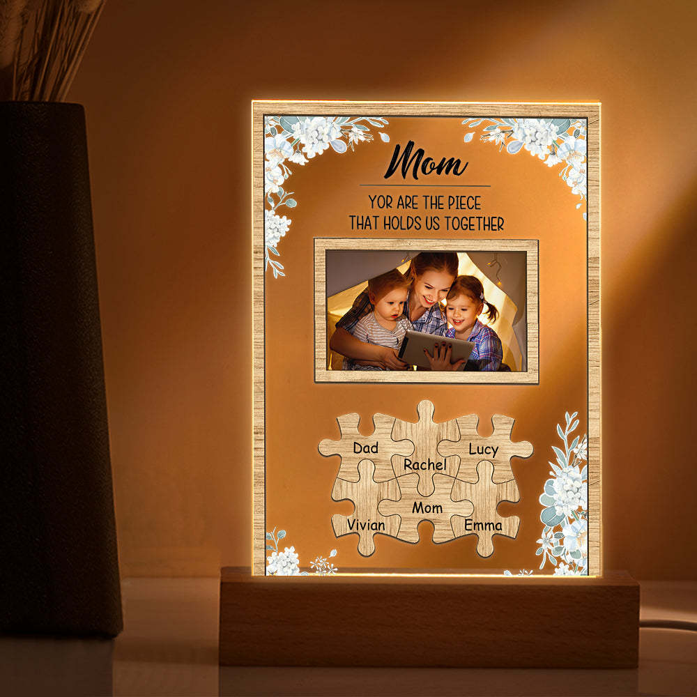 Personalized Mom You Are the Piece that Holds Us Together Photo Acrylic Night Light Mother's Day Gift for Mom - soufeelmy