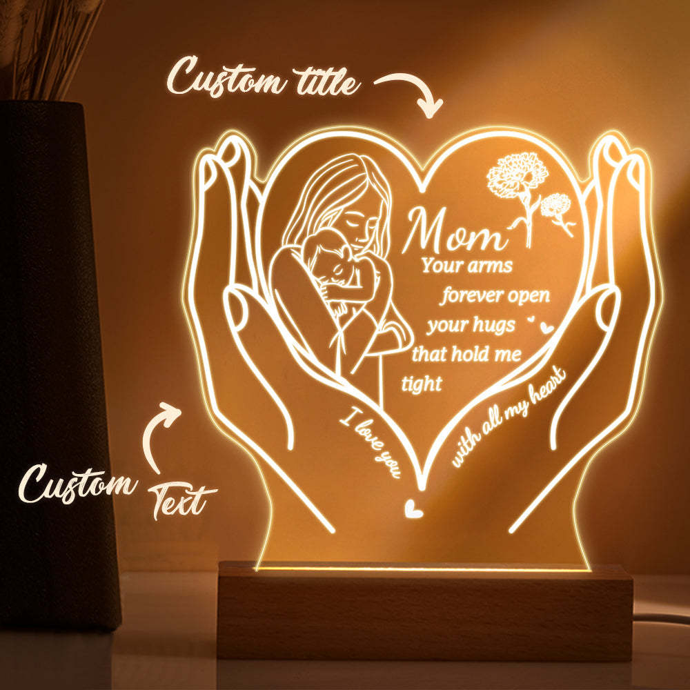 Personalized Mom Acrylic Night Light Gift for Mom from Daughter Son - soufeelmy