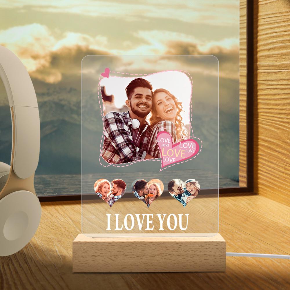 Custom Photo Night Light Engraved Love Lamp for Couple Gift - soufeelmy