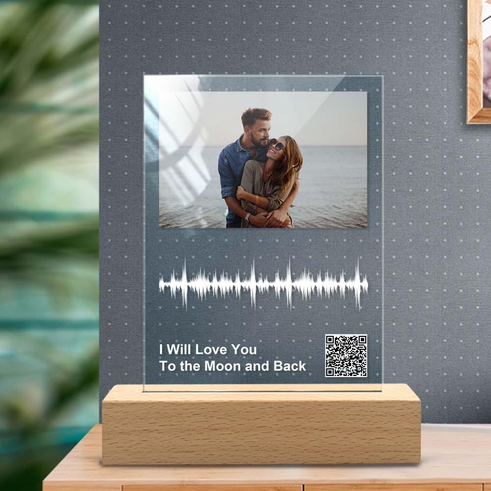 Custom Photo Plaque Night Light QR Code Engraved Sound Wave Lamp for Couple Gift - soufeelmy