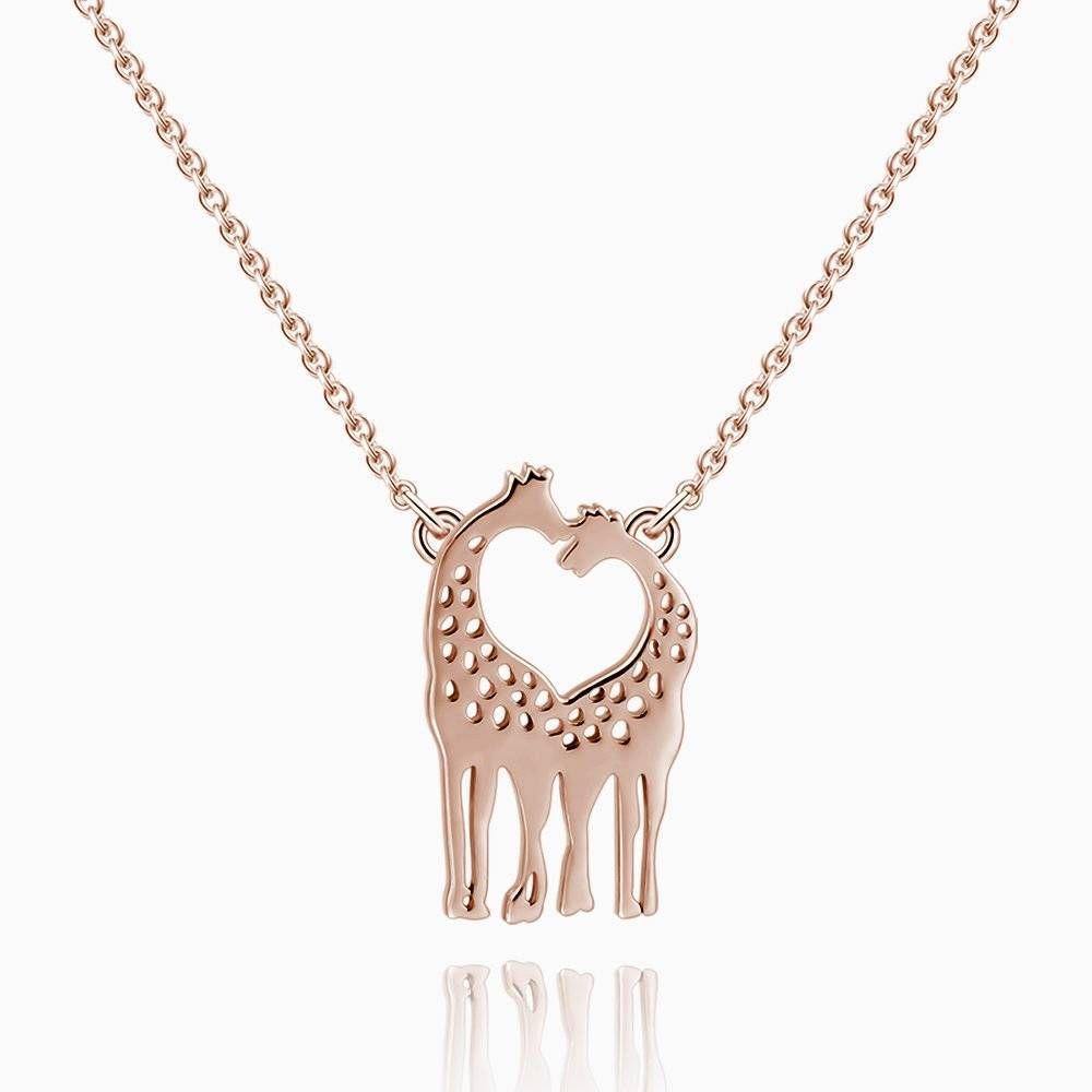 Giraffes Necklace Rose Gold Plated Silver - soufeelus