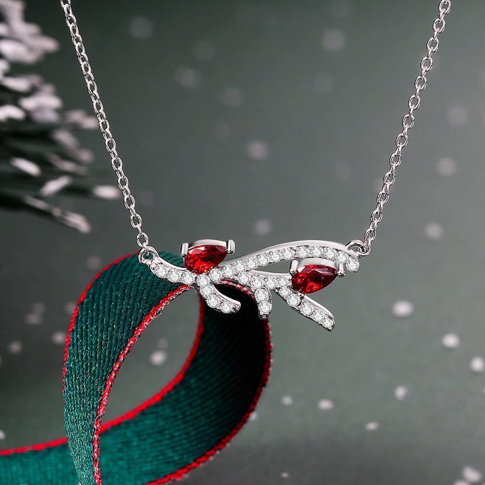 Swarovski Crystal Christmas Antler Necklace Platinum Plated Silver - soufeelus