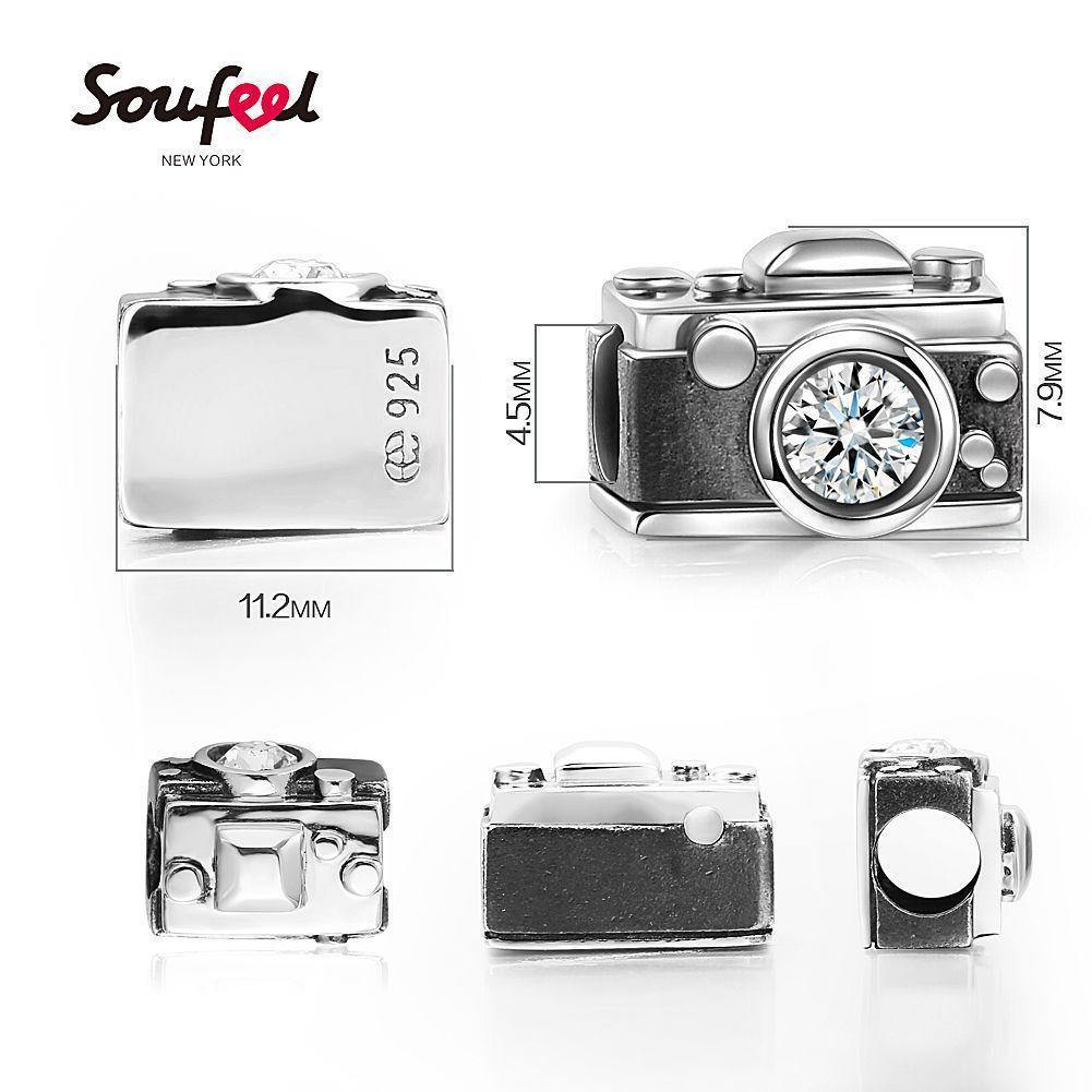 Swarovski Crystal Vintage Camera Charm Silver - soufeelus