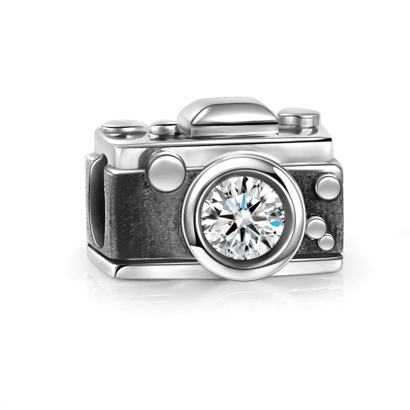 Swarovski Crystal Vintage Camera Charm Silver - soufeelus