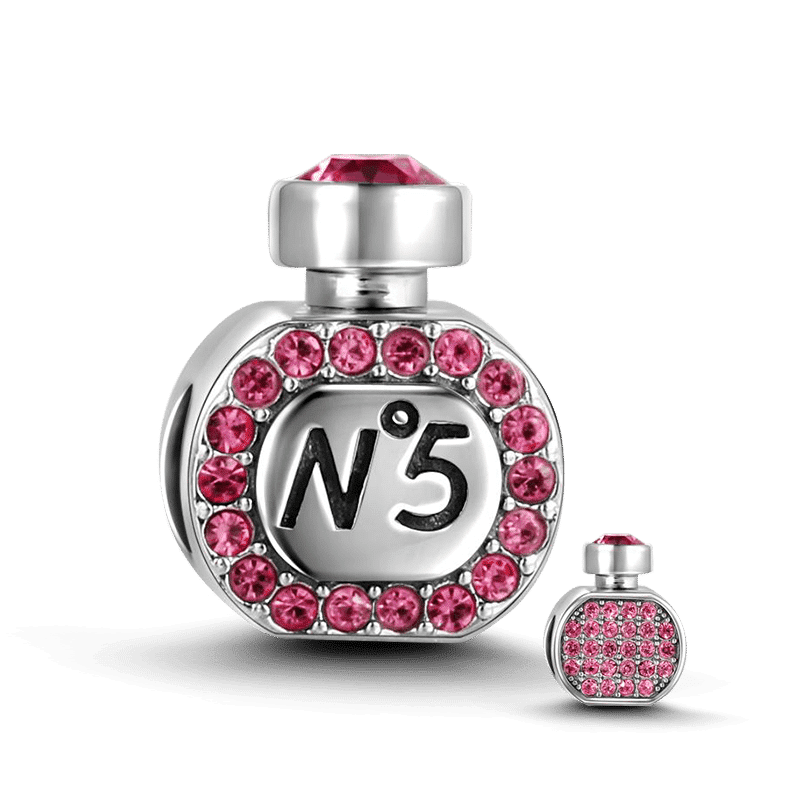 Pink Swarovski Crystal Perfume Charm Silver - soufeelus