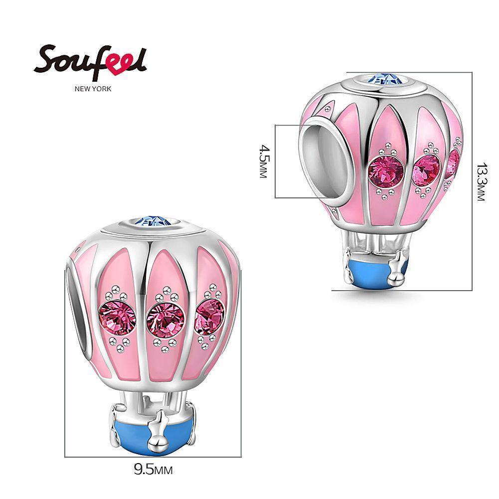 Swarovski Crystal Hot-air Balloon Charm Silver - soufeelus