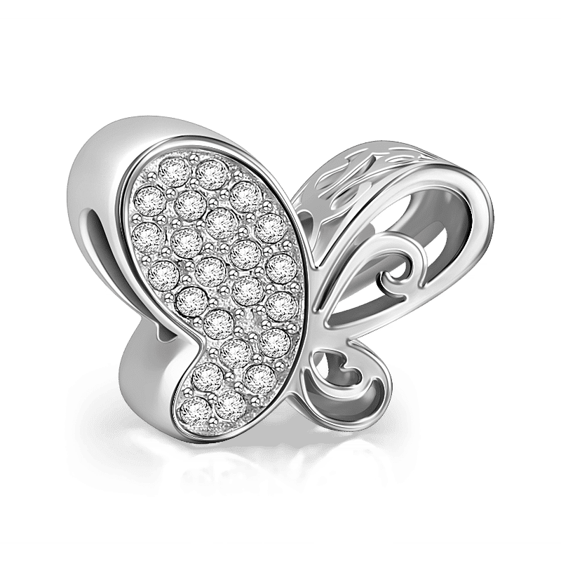 Swarovski Crystal Butterfly Charm Silver - soufeelus