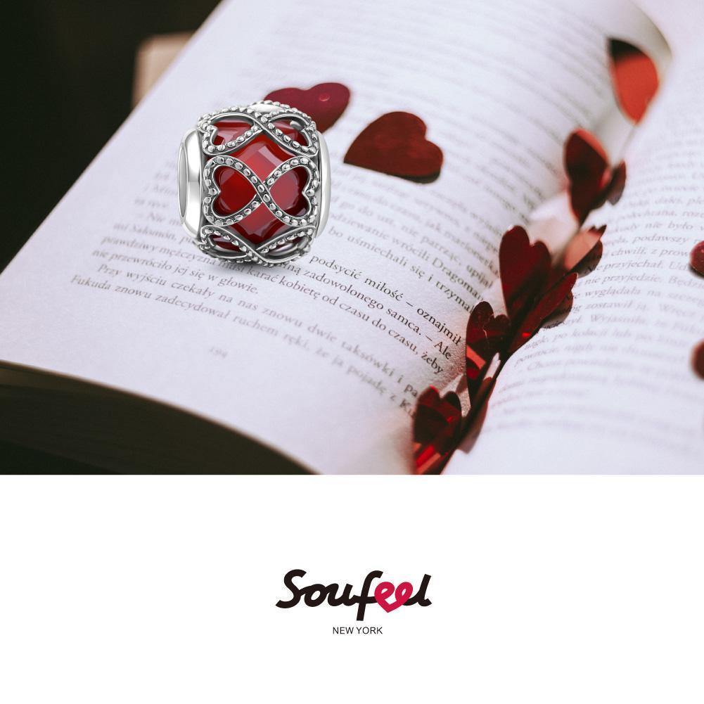 Red Crystal Infinity Love Charm Silver - soufeelus