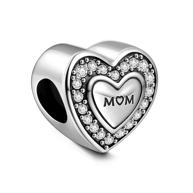 Wonderful Mom Silver Charm with Swarovski Crystal - soufeelus
