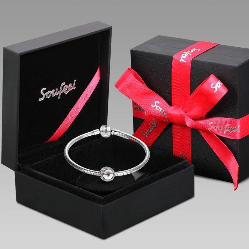 First Love Engraved Silver Charm with Swarovski Crystal - soufeelus