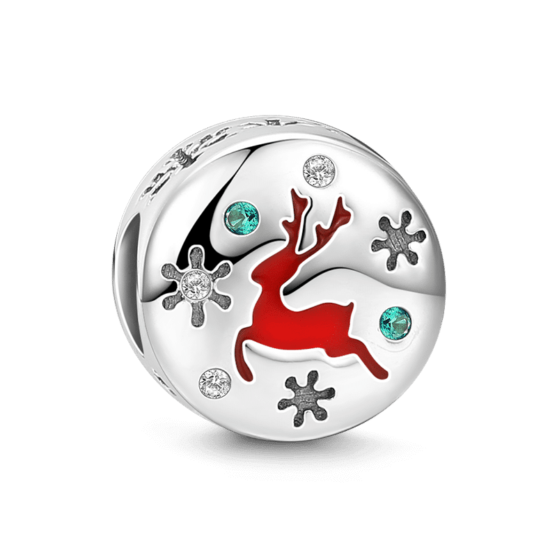 Running Reindeer Silver Charm - soufeelus